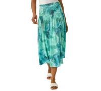 Roman Originals Marble Print Mesh Layer Skirt for Women UK - Ladies Everyday Holiday Spring Summer Comfy Soft Evening Vacation Work Party - Aqua - Size 16