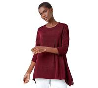 Roman Originals Marl Soft Stretch Top for Women UK - Ladies Everyday Autumn Winter Round Neckline Comfy Soft Evening Vacation Work Party Night Out - Red - Size 12