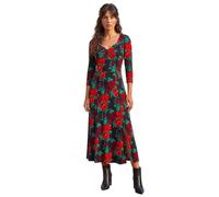 Roman Originals Maxi Dress with Pockets for Women UK Ladies Stretchy Jersey Midi Elasticated Gathered High Waist Skater Swing Fit Flare Office Work Smart Casual Boho