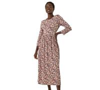 Roman Originals Maxi Dress with Pockets for Women UK Ladies Stretchy Jersey Midi Elasticated Gathered High Waist Skater Swing Fit Flare Office Work Smart Casual Boho - Stone - Size 12