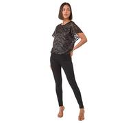 Roman Originals Metallic Lace Bubble Hem Top for Women UK - Ladies Everyday Autumn Winter Round Neckline Comfy Soft Evening Vacation Work Party Night Out - Bronze - Size 10