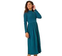 Roman Originals Midi Dress with Pockets for Women UK Ladies Stretchy Jersey Maxi Long 3/4 Length Sleeve Gathered High Waist Boho Flattering Skater Swing Fit Flare - Plain Dark Green - Size 20