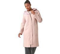 Roman Originals Mixed Fabric Pocket Detail Hooded Coat for Women UK - Ladies Everyday Autumn Winter Comfy Soft Evening Vacation Work Party Night Out - Light Pink - Size 20