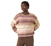 Roman Originals Ombre Stripe Knit Jumper for Women UK - Ladies Everyday Autumn Winter Crew Neckline Comfy Soft Evening Vacation Work Party Night Out - Taupe - Size ONE