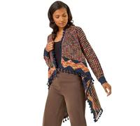 Roman Originals Ombre Tassle Poncho for Women UK - Ladies Everyday Holiday Spring Summer Comfy Soft Evening Vacation Work Party - Navy - Size 18