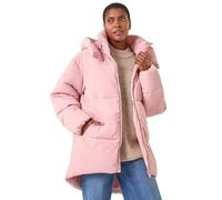 Roman Originals Oversized Padded Hooded Coat for Women UK - Ladies Everyday Autumn Winter Funnel Neckline Comfy Soft Evening Vacation Work Party Night Out - Rose - Size 20