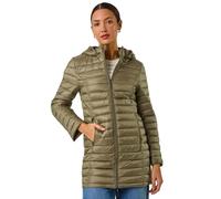Roman Originals Padded Hooded Coat for Women UK - Ladies Everyday Autumn Winter Comfy Soft Evening Vacation Work Party Night Out - Khaki - Size 16