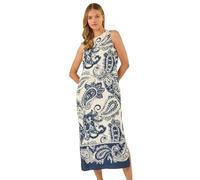 Roman Originals Paisley Print Midi Dress for Women UK - Ladies Everyday Holiday Spring Summer Round Neckline Comfy Soft Evening Vacation Work Party - Navy - Size 20