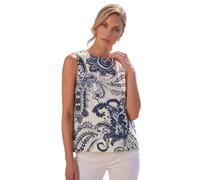 Roman Originals Paisley Print Shell Top for Women UK - Ladies Everyday Holiday Spring Summer Round Neckline Comfy Soft Evening Vacation Work Party