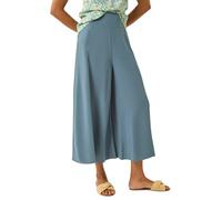 Roman Originals Palazzo Culotte Wide Leg Trouser for Women UK - Ladies Everyday Holiday Spring Summer Cropped Comfy Soft Evening Vacation Work Party - Steel Blue - Size 12