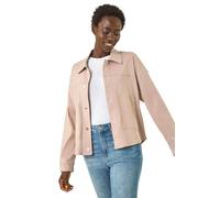 Roman Originals Patch Pocket Jacket for Women UK - Ladies Everyday Holiday Spring Summer Collar & Revere Comfy Soft Evening Vacation Work Party - Stone - Size 18