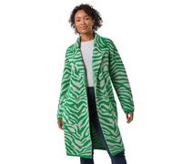 Roman Originals Patchwork Check Collar Pocket Cardigan for Women UK - Ladies Everyday Autumn Winter Round Neckline Comfy Soft Evening Vacation Work Party Night Out - Petite Green - Size 16