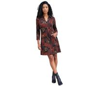 Roman Originals Patchwork Print Shift Dress for Women UK - Ladies Everyday Autumn Winter Collar V-Neckline Comfy Soft Evening Vacation Work Party Night Out