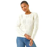 Roman Originals Pearl Cable Knit Jumper for Women UK - Ladies Everyday Autumn Winter Crew Neckline Comfy Soft Evening Vacation Work Party Night Out - Ivory - Size 16