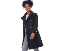 Roman Originals Petite Double Breasted Military Coat for Women UK - Ladies Everyday Holiday Autumn Winter Long Sleeves Comfy Soft Evening Vacation Work Smart Party - Black - Size 10
