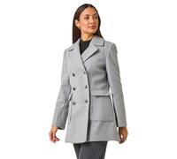 Roman Originals Petite Double Breasted Military Coat for Women UK - Ladies Everyday Holiday Autumn Winter Long Sleeves Comfy Soft Evening Vacation Work Smart Party - Charcoal - Size 16