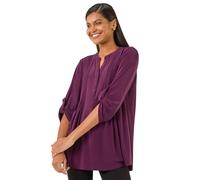 Roman Originals Pintuck Button Stretch Top for Women UK - Ladies Everyday Autumn Winter V-Neckline Comfy Soft Evening Vacation Work Party Night Out