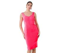 Roman Originals Plain Corset Detail Stretch Dress for Women UK - Ladies Everyday Holiday Spring Summer Sweetheart Neckline Comfy Soft Evening Vacation Work Party - Bright Pink - Size 16