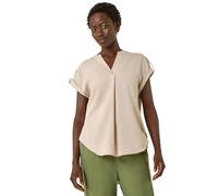 Roman Originals Pleated Notch Neck Top for Women UK - Ladies Everyday Holiday Spring Summer Notch Neckline Comfy Soft Evening Vacation Work Party - Beige - Size 14