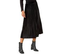 Roman Originals Pleated Skirt for Women UK Ladies Maxi Midi Crinkle Summer Smart Casual Evening Special Occasion Elasticated Waistband Party Holiday Long Crepe - Velvet Black - Size 16