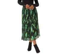 Roman Originals Pleated Skirt for Women UK Ladies Maxi Midi Crinkle Summer Smart Casual Evening Special Occasion Elasticated Waistband Party Holiday Long Crepe - Dark Green - Size 20
