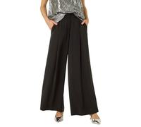 Roman Originals Pleated Wide Leg Trousers for Women UK - Ladies Everyday Autumn Winter Comfy Soft Evening Vacation Work Party Night Out - Black - Size 20