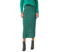 Roman Originals Plisse Spot Print Stretch Maxi Skirt for Women UK - Ladies Everyday Autumn Winter Comfy Soft Evening Vacation Work Party Night Out - Green - Size 16