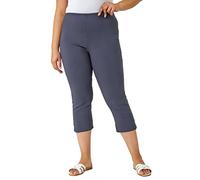 Roman Originals Plus Size Cropped Trousers for Women UK Ladies Curve Capri Leggings Summer Pants Short Crop Stretch 3/4 Length Three Quarter Pedal Pusher Clothes Elasticated - Dark Grey - Size 22