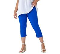 Roman Originals Plus Size Cropped Trousers for Women UK Ladies Curve Capri Leggings Summer Pants Short Crop Stretch 3/4 Length Three Quarter Pedal Pusher Clothes Elasticated - Royal Blue - Size 26