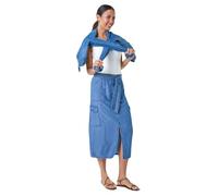 Roman Originals Pocket Detail Cargo Skirt for Women UK - Ladies Everyday Holiday Spring Summer Comfy Soft Evening Vacation Work Party - Denim - Size 20