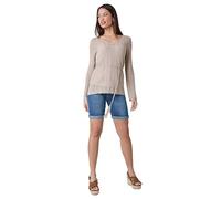 Roman Originals Pointelle Tassel Detail Knit Top for Women UK - Ladies Everyday Holiday Spring Summer V-Neckline Comfy Soft Evening Vacation Work Party - Natural - Size 16