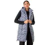 Roman Originals Quilted Gilet with Hood for Women UK Ladies Sleeveless Coat Hooded Jacket Padded Bodywarmer Winter Lightweight Warm Autumn Funnel Neck Longline Soft Bubbly - Grey - Size 14