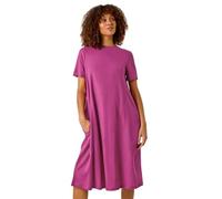 Roman Originals Relaxed T-Shirt Jersey Dress for Women UK - Ladies Everyday Holiday Spring Summer Round Neckline Comfy Soft Evening Vacation Work Party - Fuchsia - Size 16