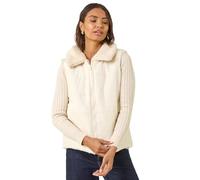 Roman Originals Reversible Fur Zip Gilet for Women UK - Ladies Everyday Autumn Winter Comfy Soft Evening Vacation Work Party Night Out - Cream - Size 12
