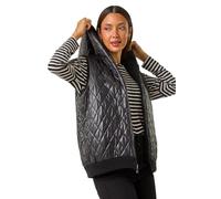 Roman Originals Reversible Hooded Knit Gilet for Women UK - Ladies Everyday Autumn Winter Funnel Neckline Comfy Soft Evening Vacation Work Party Night Out - Black - Size 18