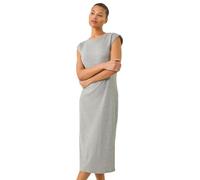 Roman Originals Ribbed Cap Sleeve Midi Dress for Women UK - Ladies Everyday Holiday Spring Summer Round Neckline Comfy Soft Evening Vacation Work Party - Grey - Size 20