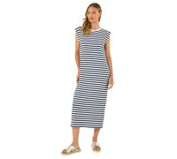 Roman Originals Ribbed Cap Sleeve Midi Dress for Women UK - Ladies Everyday Holiday Spring Summer Round Neckline Comfy Soft Evening Vacation Work Party - Navy - Size 16