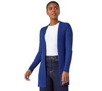 Roman Originals Ribbed Edge to Edge Cardigan for Women UK - Ladies Autumn Everyday Winter Holiday Pull-On Long Sleeves Comfy Soft Vacation Work - Royal Blue - Size 18