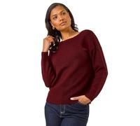 Roman Originals Ribbon Bow Tie Back Jumper for Women UK - Ladies Everyday Autumn Winter Round Neckline Comfy Soft Evening Vacation Work Party Night Out - Red - Size 18