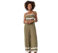 Roman Originals RIC Rac Strap Detail Jumpsuit for Women UK - Ladies Everyday Holiday Spring Summer Square Neckline Comfy Soft Evening Vacation Work Party - Khaki - Size 20