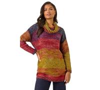 Roman Originals Roll Neck Chunky Knit Jumper for Women UK - Ladies Everyday Holiday Autumn Winter Pull-On Long Sleeves Comfy Cozy Soft Evening Vacation Work Party - Multi - Size 20