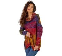 Roman Originals Roll Neck Chunky Knit Jumper for Women UK - Ladies Everyday Holiday Autumn Winter Pull-On Long Sleeves Comfy Cozy Soft Evening Vacation Work Party - Multi - Size 12