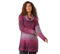 Roman Originals Roll Neck Chunky Knit Jumper for Women UK - Ladies Everyday Holiday Autumn Winter Pull-On Long Sleeves Comfy Cozy Soft Evening Vacation Work Party - Magenta - Size 14