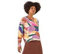 Roman Originals Sequin Leaf Knit Jumper for Women UK - Ladies Everyday Autumn Winter Crew Neckline Comfy Soft Evening Vacation Work Party Night Out - Orange - Size ONE