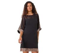 Roman Originals Sequin Trim Shift Dress for Women UK - Ladies Everyday Autumn Winter Round Neckline Comfy Soft Evening Vacation Work Party Night Out - Bronze - Size 18