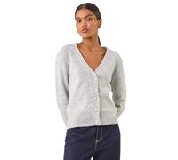 Roman Originals Sequin V-Neck Buttoned Cardigan for Women UK - Ladies Everyday Autumn Winter V-Neckline Comfy Soft Evening Vacation Work Party Night Out - Grey - Size 18