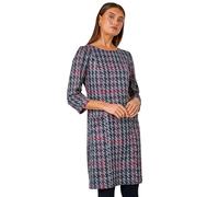 Roman Originals Shift Dress for Women UK - Ladies Print Winter Smart Work Office Casual Formal Party Comfortable Tunic 3/4 Sleeve Knee Length Plaid Smock - Red Black Charcoal - Size 20