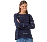 Roman Originals Shimmer Detail Knit Jumper for Women UK - Ladies Everyday Autumn Winter Crew Neckline Comfy Soft Evening Vacation Work Party Night Out - Midnight Blue - Size 12