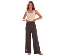 Roman Women's Petite Shirred Wide Leg Stretch Trouser in Chocolate | Size: 16