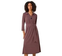 Roman Originals Shirt Dress for Women UK- Ladies Long Sleeve Belted Collared Midi Maxi Winter Autumn Smart Casual Button Through Evening Office A Line Swing Skater - Red Black - Size 12